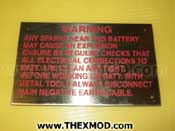 Plate - Warning - FV347229