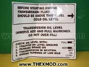 Label - Sign - Transmission Oil Level - E133237