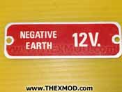 Label - 12V Negative Earth - 598702