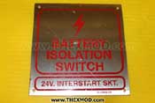 Plate - Indentification - Battery Isolate - 62-00659-000