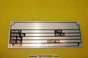 Plate - Identificaton - FV773705 A2/NN/1031