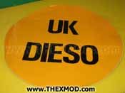 Label - UK DIESO - Black on Yellow - 375mm DIA