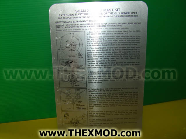 Plate Instruction - Scam 21 Field Mast Kit - 8527A-1