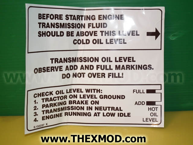 Label - Sign - Transmission Oil Level - E133237-1