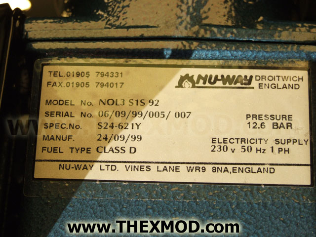 Burner - Oil - 240V - 76KW - 107 KW - Nu Way Nol3-6