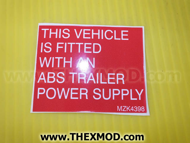 Label - ABS Trailer Power Supply - MZK4398-1