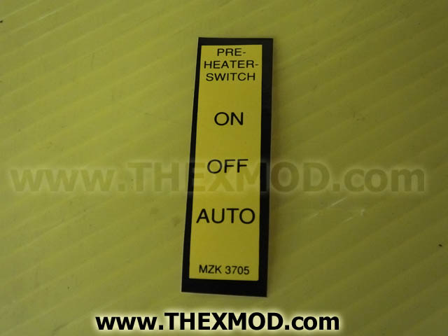 Label - Pre-heater switch on off auto - MZK3705-1