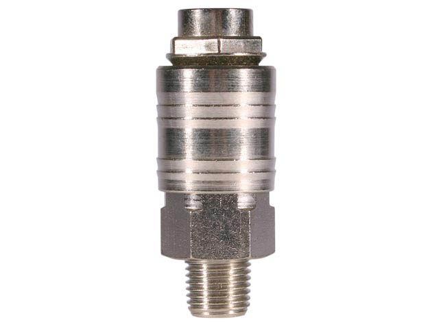 Coupler - 1/4 Inch BSPT Slimline Silver Male Coupler-1