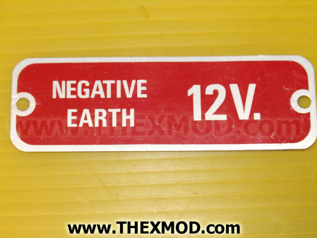 Label - 12V Negative Earth - 598702-1